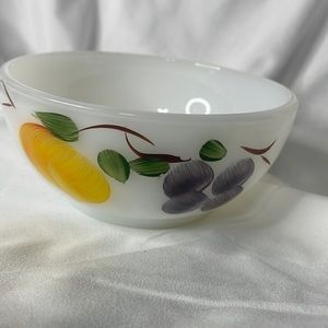 Fire King Hand Painted Milk Glass Bowk